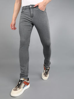 Urbano Fashion - Men Grey Regular Fit Washed Jeans Stretchable