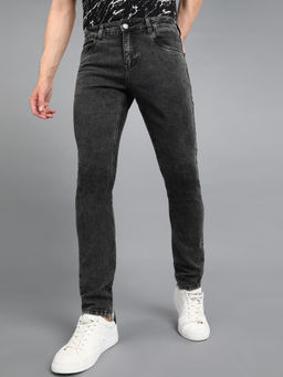 Urbano Fashion - Men Carbon Grey Regular Fit Washed Jeans Stretchable