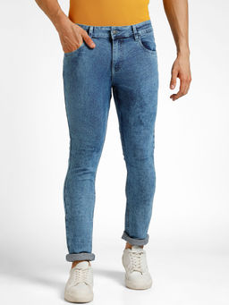 Urbano Fashion - Men Light Blue Regular Fit Washed Jeans Stretchable