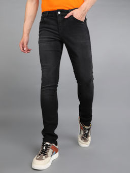 Urbano Fashion - Men Black Regular Fit Washed Jeans Stretchable
