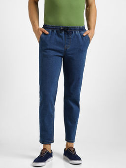 Urbano Fashion - Men Blue Regular Fit Washed Jogger Jeans Stretchable