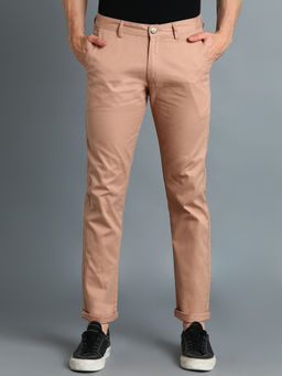 Urbano Fashion - Men Beige Cotton Slim Fit Casual Chinos Trousers