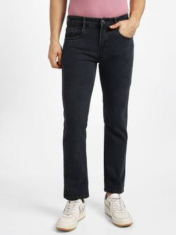 Urbano Fashion - Men Dark Grey Regular Fit Washed Jeans Stretchable