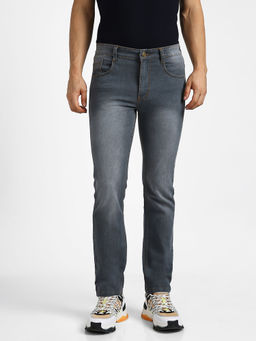 Urbano Fashion - Men Grey Regular Fit Washed Jeans Stretchable