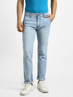 Urbano Fashion - Men Ice Blue Regular Fit Washed Jeans Stretchable
