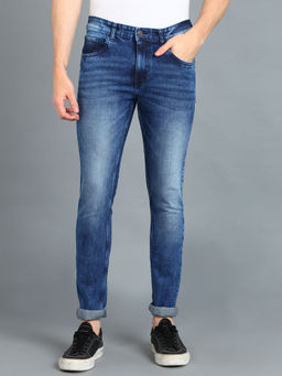 Urbano Fashion - Men Blue Skinny Fit Washed Jeans Stretchable