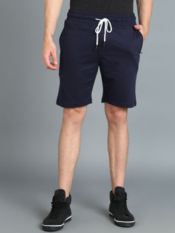 Urbano Fashion - Men Navy Blue Cotton Regular Shorts Stretchable