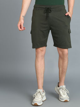 Urbano Fashion - Men Green Cotton Regular Shorts Stretchable