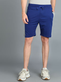 Urbano Fashion - Men Blue Cotton Color-Block Regular Shorts Stretchable