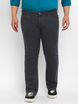 Urbano Plus - Men Dark Grey Regular Fit Washed Denim Bootcut Jeans Stretchable