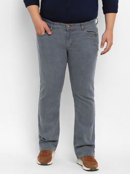 Urbano Plus - Men Light Grey Regular Fit Washed Denim Bootcut Jeans Stretchable