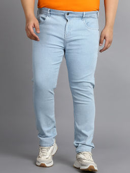 Urbano Plus - Men Ice Blue Regular Fit Washed Jeans Stretchable