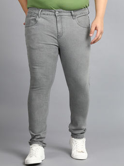 Urbano Plus - Men Light Grey Regular Fit Washed Jeans Stretchable