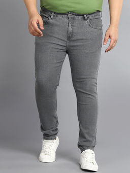 Urbano Plus - Men Grey Regular Fit Washed Jeans Stretchable