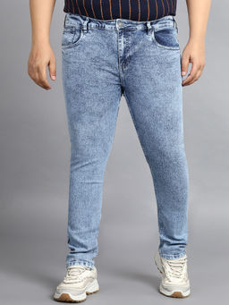 Urbano Plus - Men Ice Blue Regular Fit Washed Jeans Stretchable