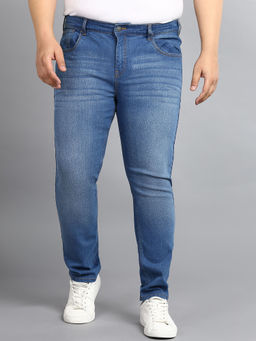 Urbano Plus - Men Blue Regular Fit Washed Jeans Stretchable