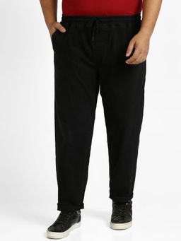 Urbano Plus - Men Black Regular Fit Washed Jogger Jeans Stretchable