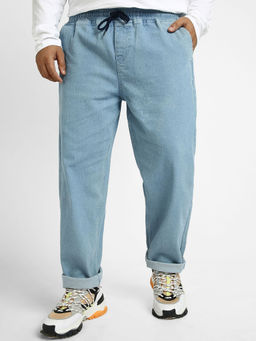 Urbano Plus - Men Light Blue Regular Fit Washed Jogger Jeans Stretchable