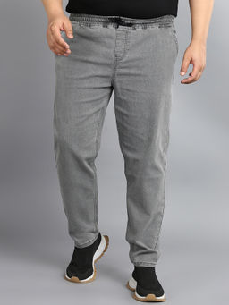 Urbano Plus - Men Light Grey Regular Fit Washed Jogger Jeans Stretchable