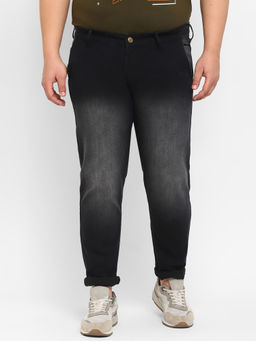 Urbano Plus - Men Black Regular Fit Washed Jeans Stretchable