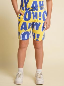 Jack & Jones Junior - Junior Boys Typography Regular Fit Yellow Shorts