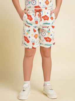 Jack & Jones Junior - Junior Boys Graphic Print Regular Fit White Shorts