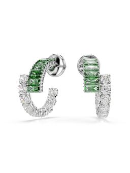 SWAROVSKI - Green Rhodium Plated Hoops
