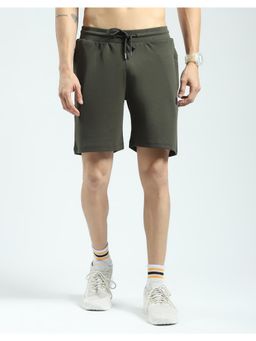Rock.it - Men Olive Solid Cotton Blend Regular Fit Shorts