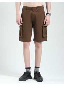Monte Carlo - Men Brown Solid Cotton Blend Regular Fit Shorts
