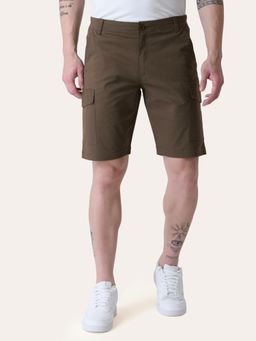 Perch - Men Brown Solid Cotton Regular Fit Shorts