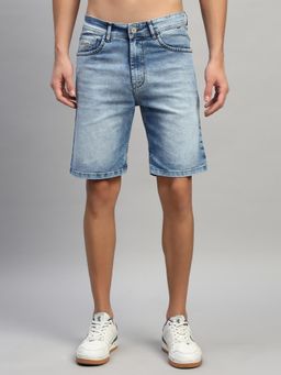 Cantabil - Men Blue Solid Polyester Regular Fit Shorts
