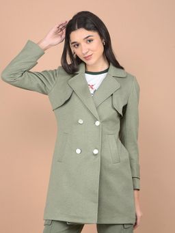 CRIMSOUNE CLUB - Women Green Double-Breasted Overcoat