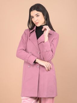 CRIMSOUNE CLUB - Women Pink Mid-Thigh Length Double-Breasted Overcoat