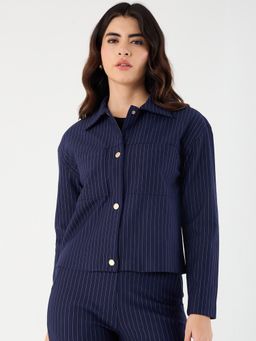 Femmella - Navy Stripe Short Blazer