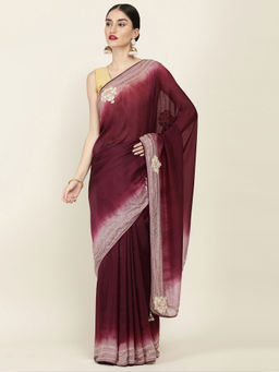 Soch - Embellished Art Silk Saree with Unstitched Blouse