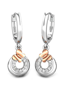 Candere by Kalyan Jewellers - 18K BIS Hallmark Rose Gold and Diamond Butterfly Earrings