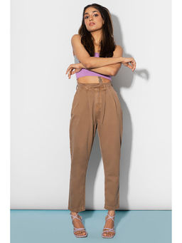 FREAKINS - Brown Pleated Slouchy Pants