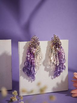 House of D'oro - Double Shaded Lilac Long Designer Earrings