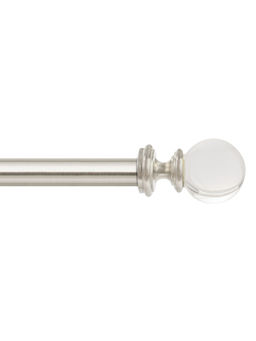 Deco Window - Extendable Curtain Rod Acrylic Ball Satin Silver