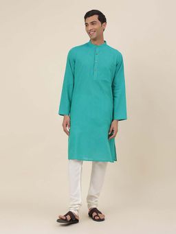 Fabindia - Green Cotton Woven Long Kurta