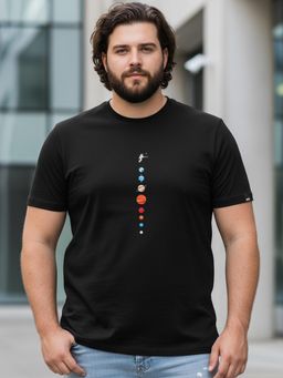 Bewakoof - Men's Black Galaxy cricket Graphic Printed Plus Size T-shirt