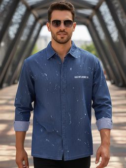 Bewakoof - Men's Blue Icon Printed Oversized Shirt