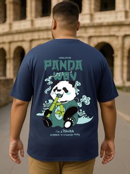 Bewakoof - Men's Blue The Panda Way Graphic Printed Oversized Plus Size T-shirt