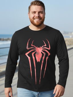 Bewakoof - Official Marvel Men's Black Spider Blend Graphic Printed Plus Size T-shirt