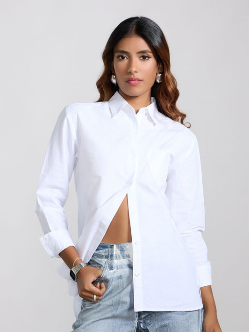 Buy MIXT by Nykaa Fashion White Solid Full Sleeves Heart Pocket