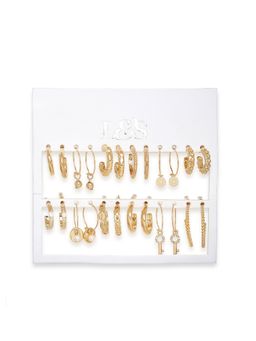 Lilly & Sparkle - Gold-Toned Circular Studs Earrings (Pack of 12)