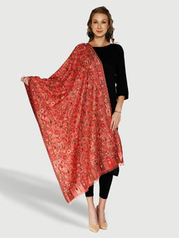 SWI STYLISH - Womens Kashmiri Kani Woven Wool Peach Stole