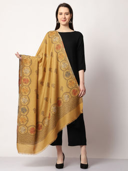 SWI STYLISH - Womens Kashmiri Kani Wool Mustard Shawl