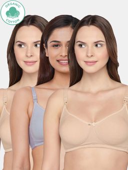 Inner Sense - Bamboo Cotton Non-Padded Full-Coverage Side Support Maternity Bra (Pack Of 3)