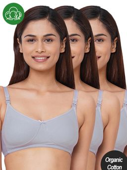 Inner Sense - Bamboo Cotton Non-Padded Full-Coverage Side Support Maternity Bra (Pack Of 3)